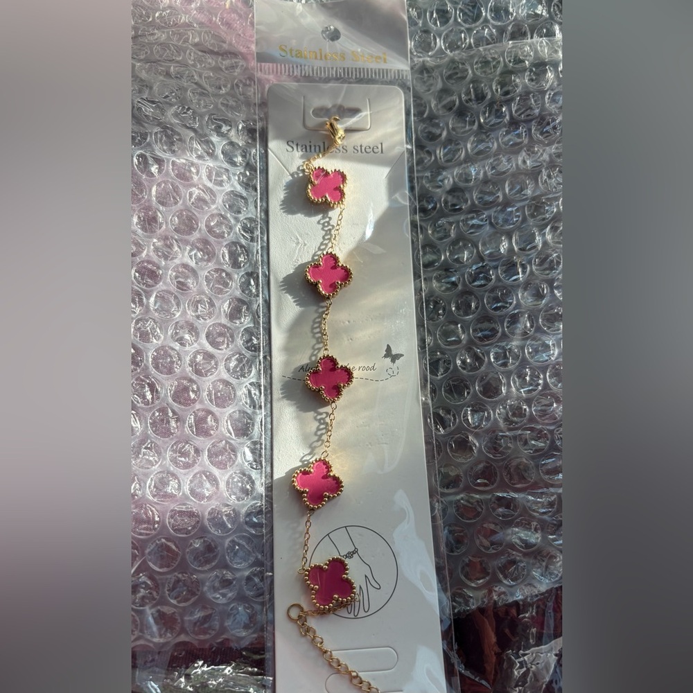 Pink and Gold Stainless Steel Bracelet